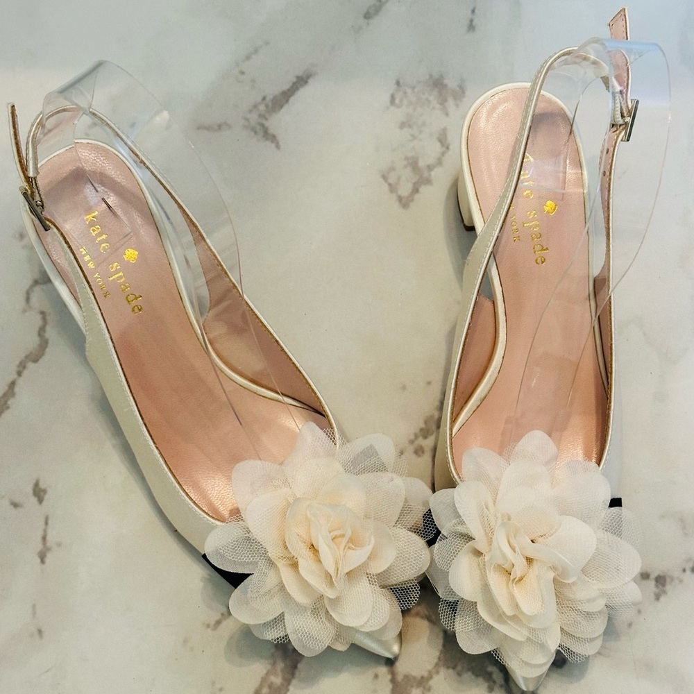 Kate Spade Mettie Satin Sling Back heels size 5 (EUC) - Picture 7 of 16